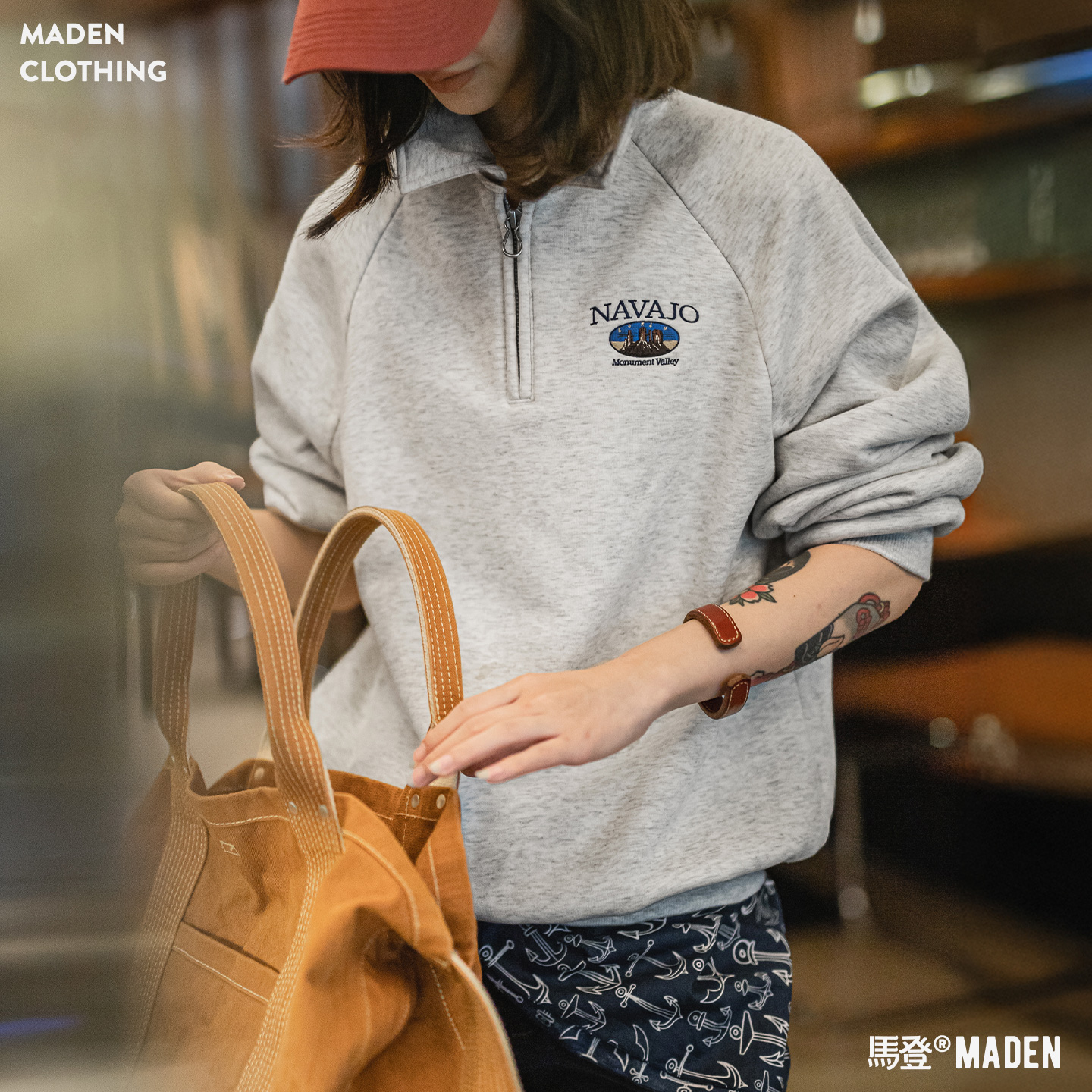 【加绒加厚半拉链卫衣】马登女装