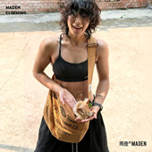 包邮 马登美式 复古大容量斜挎报童包字母帆布机车电脑托特 差包女