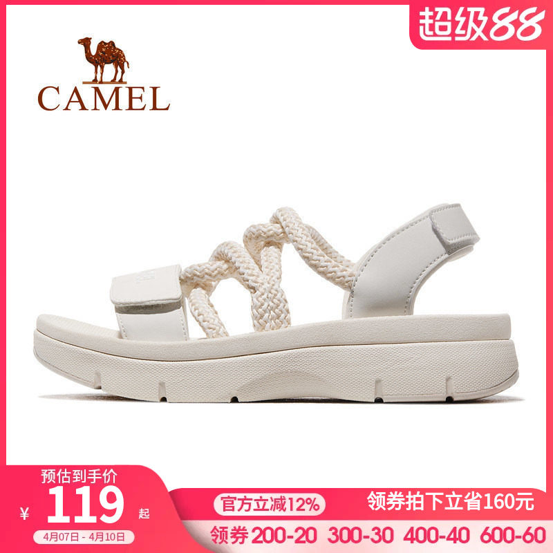 骆驼运动鞋女款凉鞋2026春夏新款女鞋沙滩鞋女防滑软底魔术贴鞋子