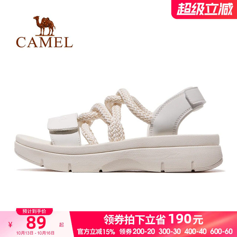 骆驼运动鞋女款凉鞋2026夏季新款女鞋沙滩鞋女防滑软底魔术贴鞋子