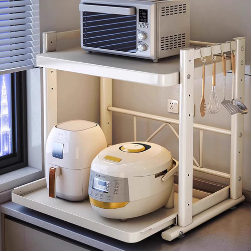 日本品质可抽拉电饭煲置物架厨房微波炉支架台面多功能锅烤箱架子