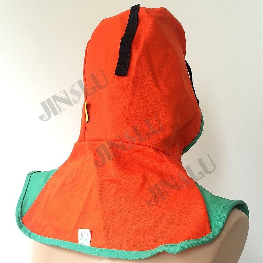 JINSLU桔色头罩头部保护头盔防火阻隔火焰舒适灵活焊接防护用品