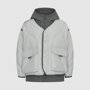 UR国内代购2025秋季男童时髦撞色假两件超宽松羽绒服UBH150009