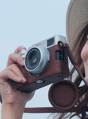 新品 富士X100VI咖啡色保护套牛皮镜头盖X100六代皮套配件xt30ii