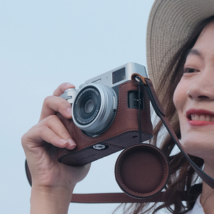 新品 富士X100VI咖啡色保护套牛皮镜头盖X100六代皮套配件xt30ii