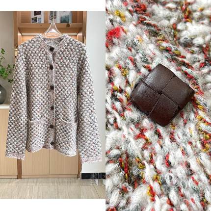 L什么P 非市场货 柜里30000＋特种纱厚实羊绒真丝钩针开衫0077