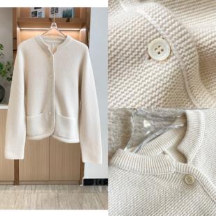 L P意奢  非市场货 重磅山羊绒 立领西装针织开衫秋冬新款0077