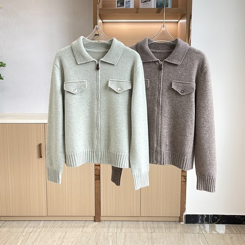 LP渠道货山羊绒POLO领薄厚适中