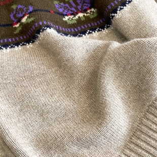 很厚很软很糯女装 非市场 圆领提花505 山羊绒费尔岛提花羊绒衫 原