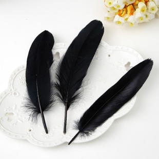 黑色羽毛diy材料舞台演出细杆创意火鸡100根野鸡花艺材料婚庆优质