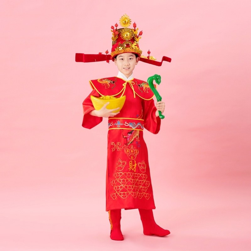 儿童财神服搞笑古代衣服六一喜庆开门红演出服小品秀才服京剧戏服