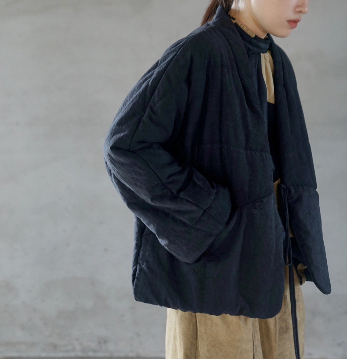 文艺系带气质保暖棉服
