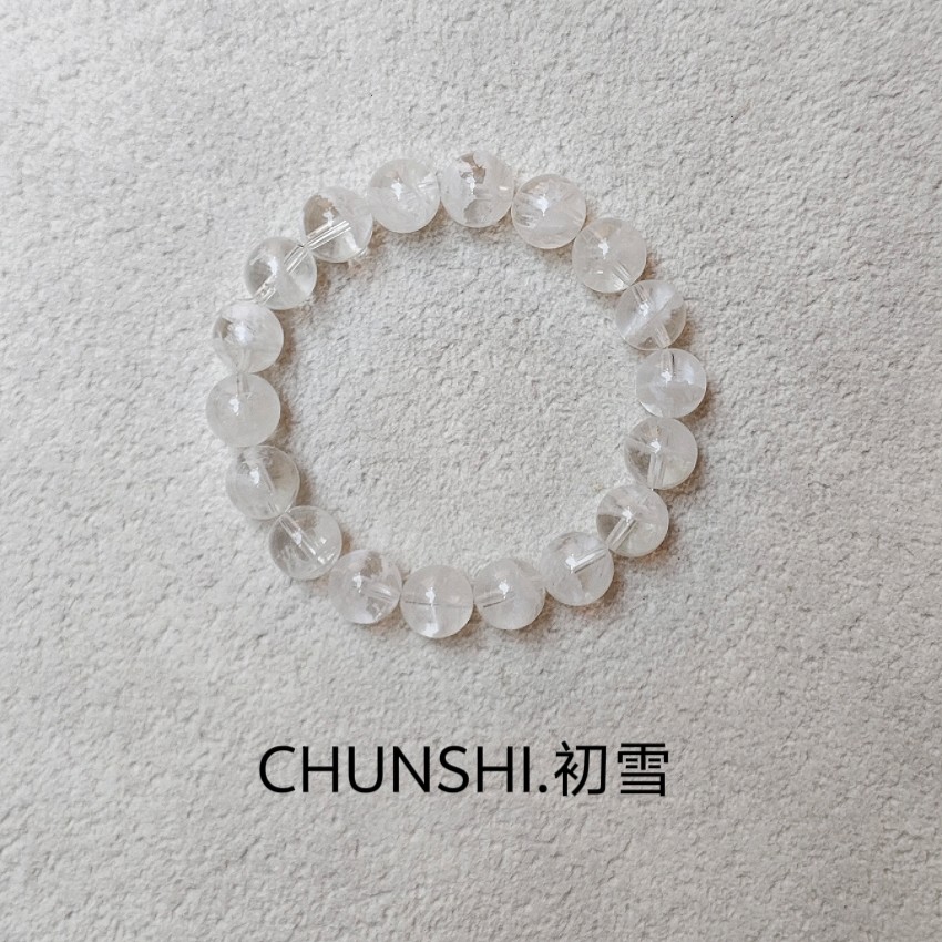 春莳原创·「初雪」超美！高品质天然雪花幽灵手链喜金水晶手串女