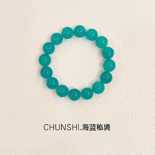 CHUNSHI·「海蓝秘境」大颗粒!天然秘鲁冰种天河石手链手串饰品