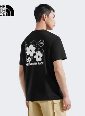 TheNorthFace北面T恤情侣春夏新款户外透气宽松印花纯棉短袖8EYB