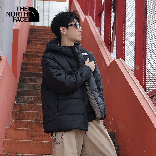 北面秋冬男户外保暖连帽棉服