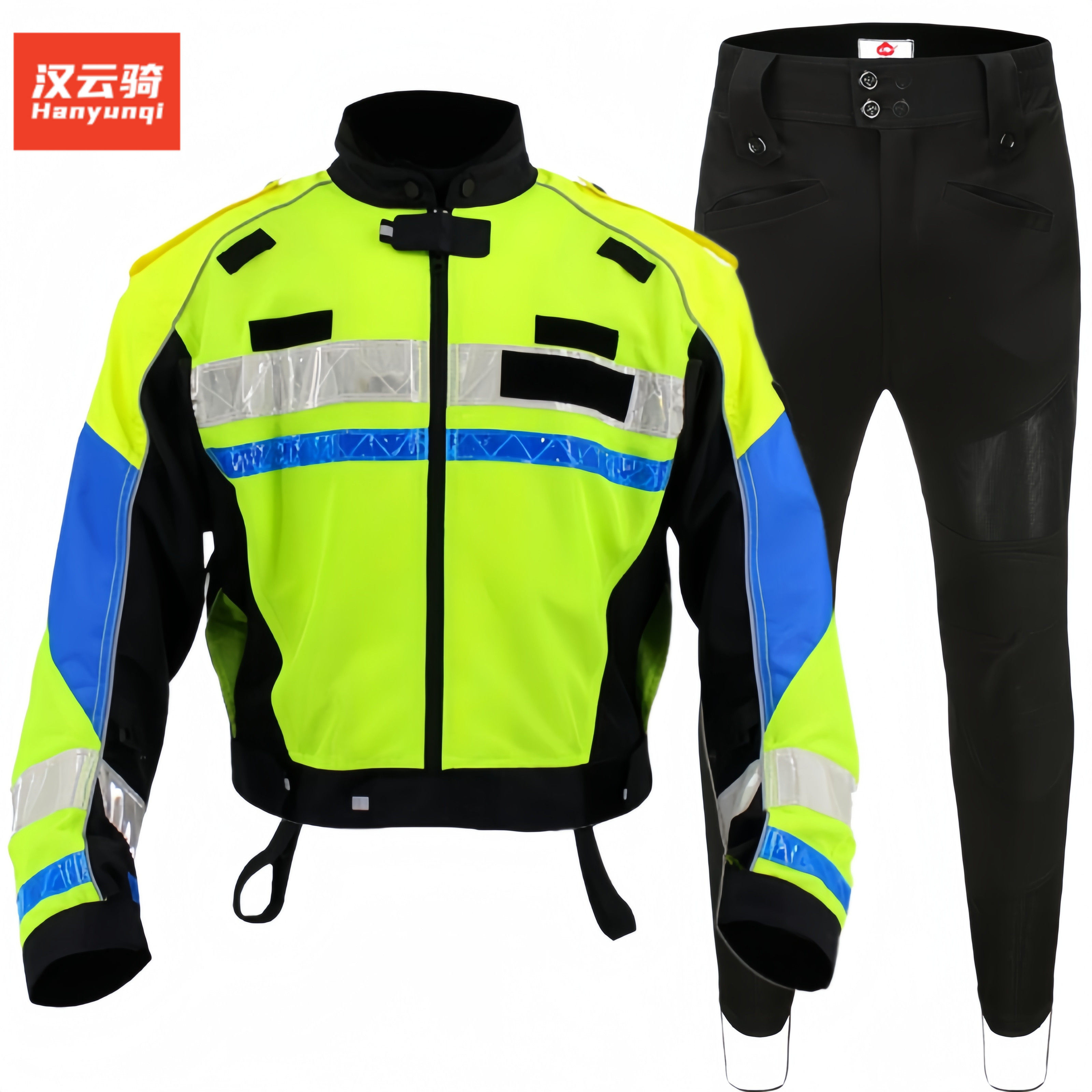 夏季铁骑骑行交通护卫服摩托车龙虾服网眼布配发反光服防摔透气