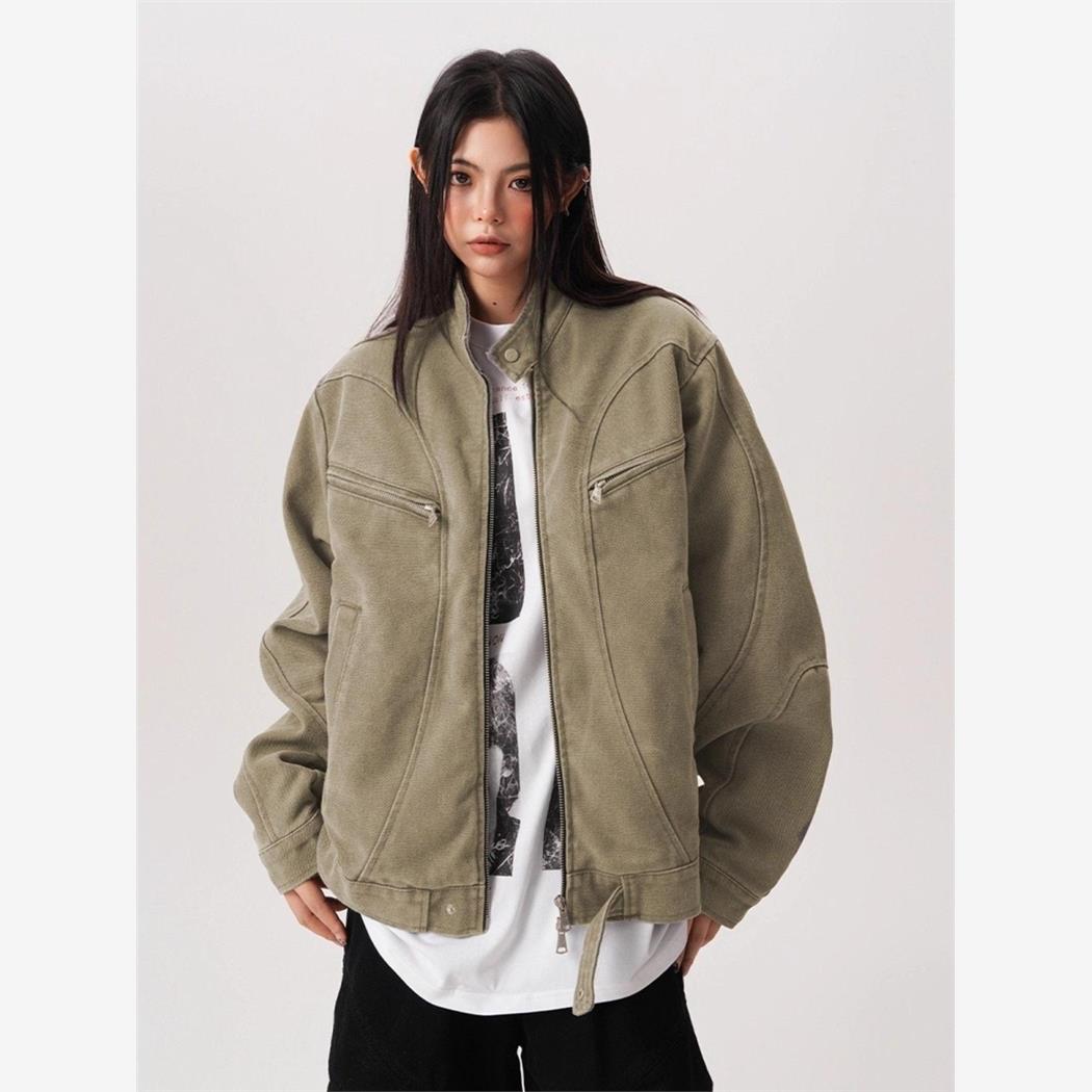 覆古潮牌早秋短款工装夹克棒球服