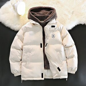 假两件羊羔毛棉服男款冬季加绒加厚棉衣袄子潮牌美式复古保暖外套