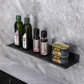 铝厨房置物架可拆洗免打孔调味调料品架子浴室平台一字隔板收纳