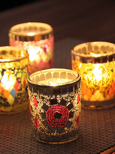Свеча, стеклянная мозаика, DIY, 15 года, цвет, европейский стиль