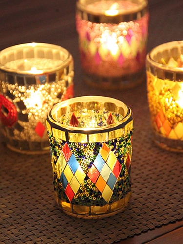 Свеча, стеклянная мозаика, DIY, 15 года, цвет, европейский стиль