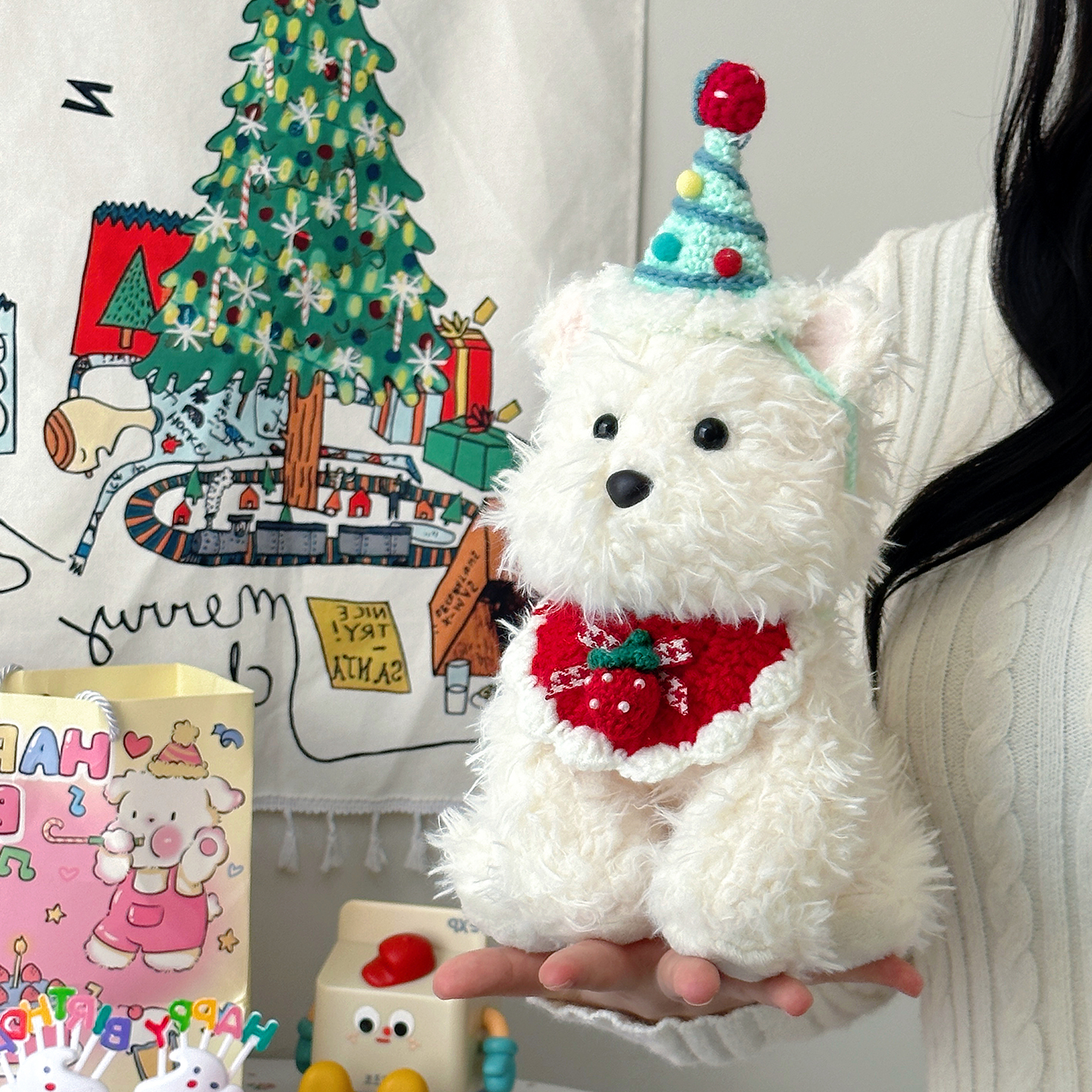 圣诞毛绒公仔金毛猫咪西高地礼物