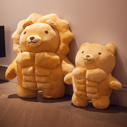 搞怪肌腹肌狮子熊抱枕礼物