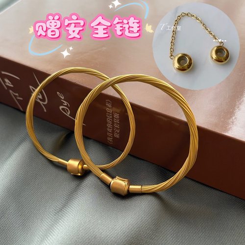 适用于周生串珠char系列新品进口钢丝绳金色钢丝手绳手链防水