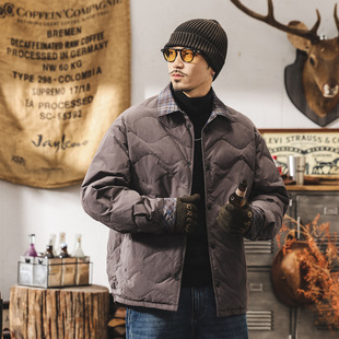 加大码羽绒外套男双面穿美式复古90%纯白鸭绒轻薄羽绒服男冬季