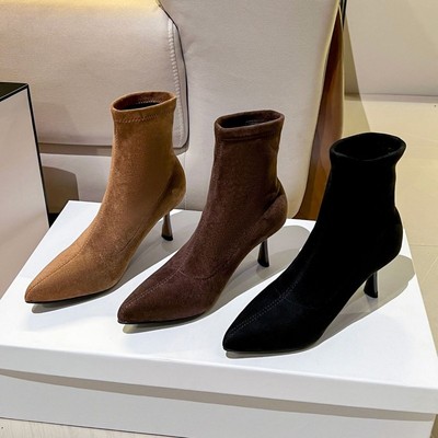 法式复古优雅名媛尖头瘦瘦靴