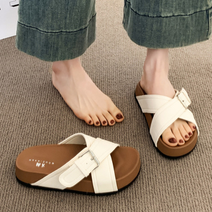 外穿2025新款 配裙子厚底一字拖女士海邊沙灘 女夏季 品牌勃肯涼拖鞋