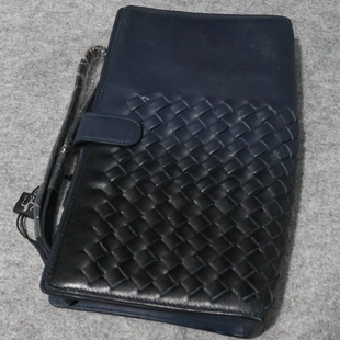 蓝色牛皮革手拿包230 130 55mm 蓝豹 特价 商务款 瑕疵款 男士