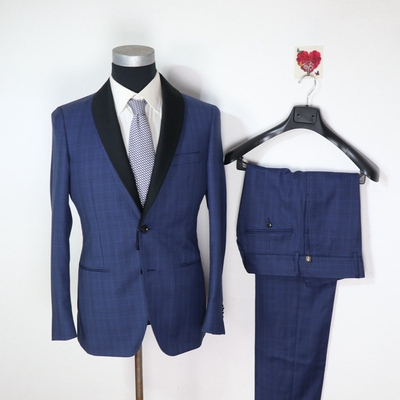 蓝豹/lampo西服套装 bespoke系列枪驳林新款超修身全羊毛格纹