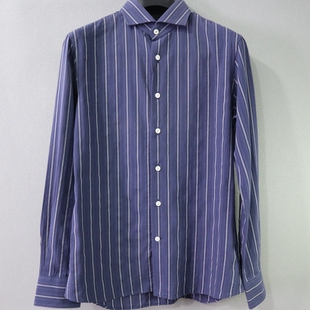 款 蓝色条纹商务全棉修身 长袖 衬衫 蓝豹 38码 男士