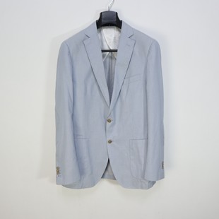 男士 修身 休闲西服 条纹时尚 半夹舒适透气男单西 春夏薄款 蓝豹