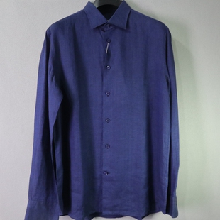 修身 ONE系列商务款 40码 款 全亚麻面料 衬衫 长袖 男士 蓝豹