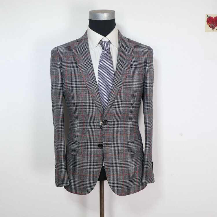 蓝豹/lampo休闲西服 bespoke系列春夏薄款亚麻格纹单西 170 96Y