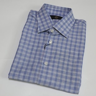 短袖 夏季 39码 68%亚麻32%棉38 衬衫 薄款 商务修身 新品 男士 蓝豹