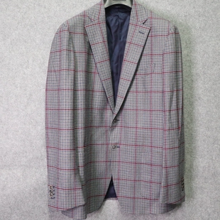 bespoke系列 全羊毛 50码 男士 千鸟格 休闲西服 版 蓝豹 超修身