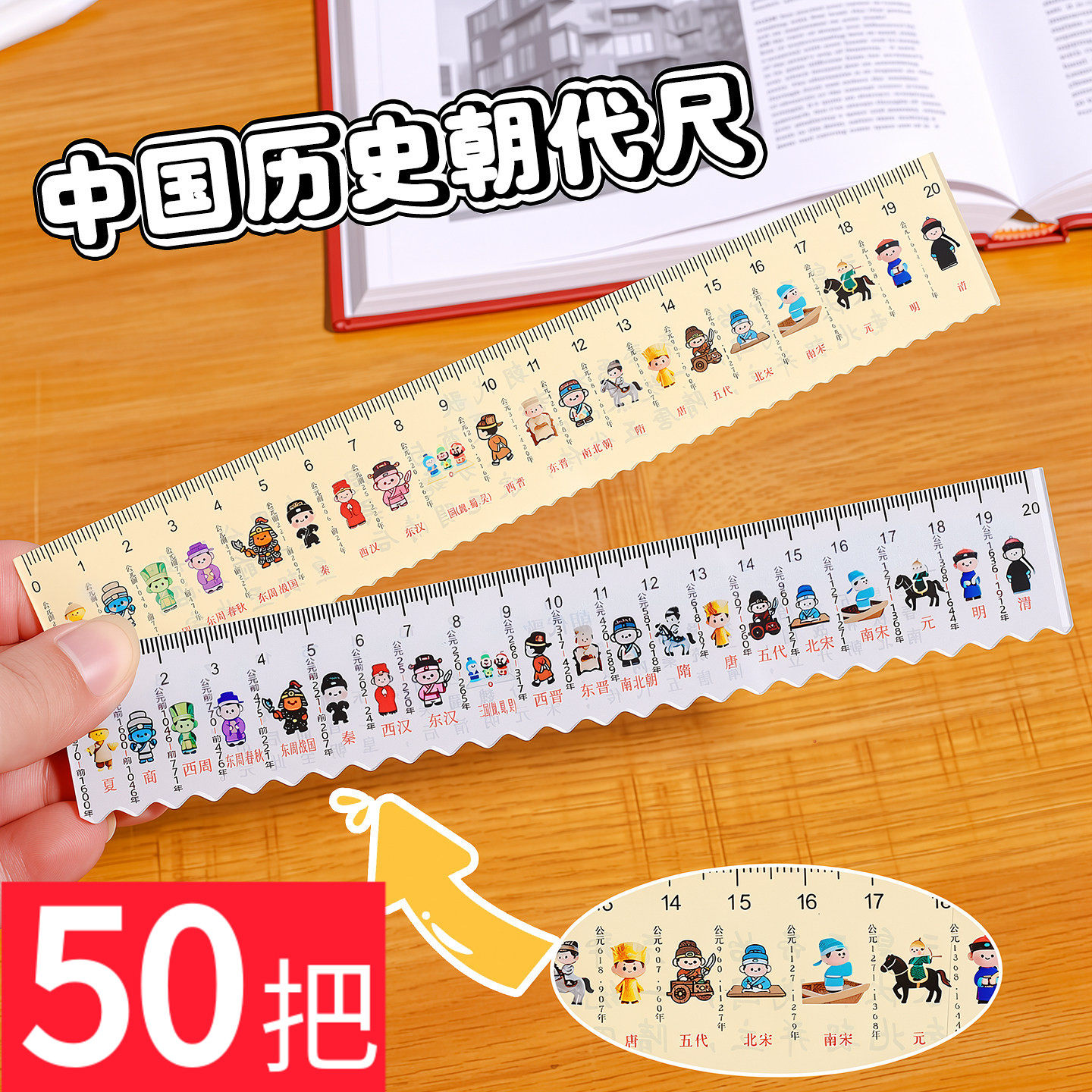 中国历史总朝代时间顺序尺小学生创意直尺20cm实用儿童文具小礼品