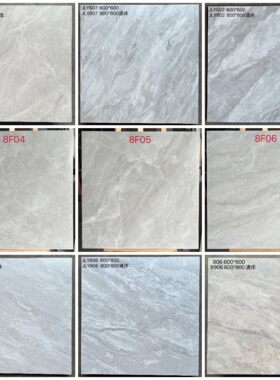 80x80地砖通体一石多面古砖餐厅门店厨卫浅 灰色哑光防滑耐磨砖