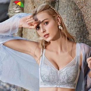 花雨伞内衣0.6cm轻薄款透气聚拢侧收副乳调整型无磁B杯文胸罩6510