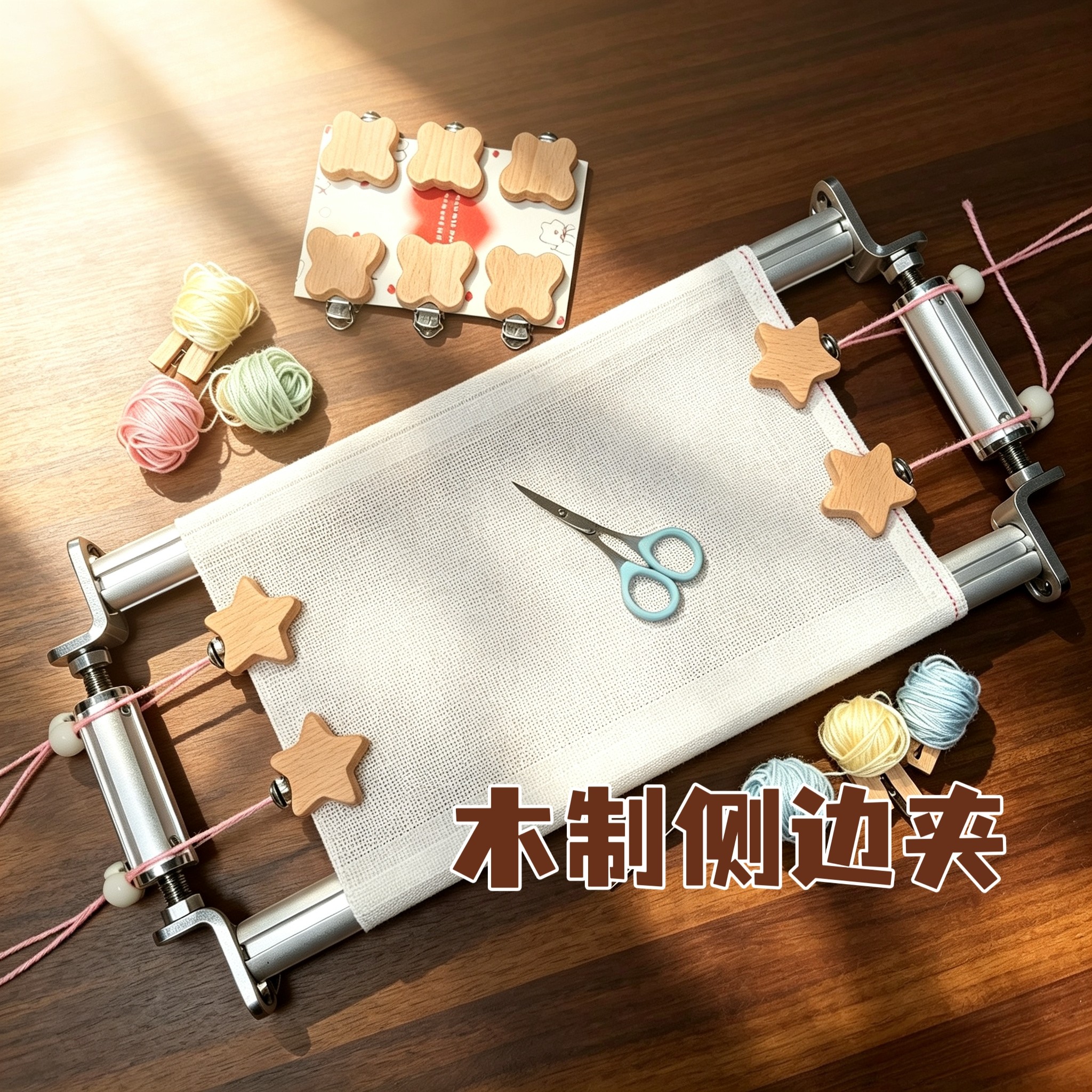 十字绣工具木制侧边夹