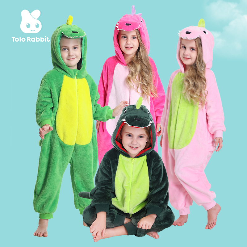 中大童家居服春秋冬恐龙怪兽法兰绒造型家居睡衣童装男女宝连体衣