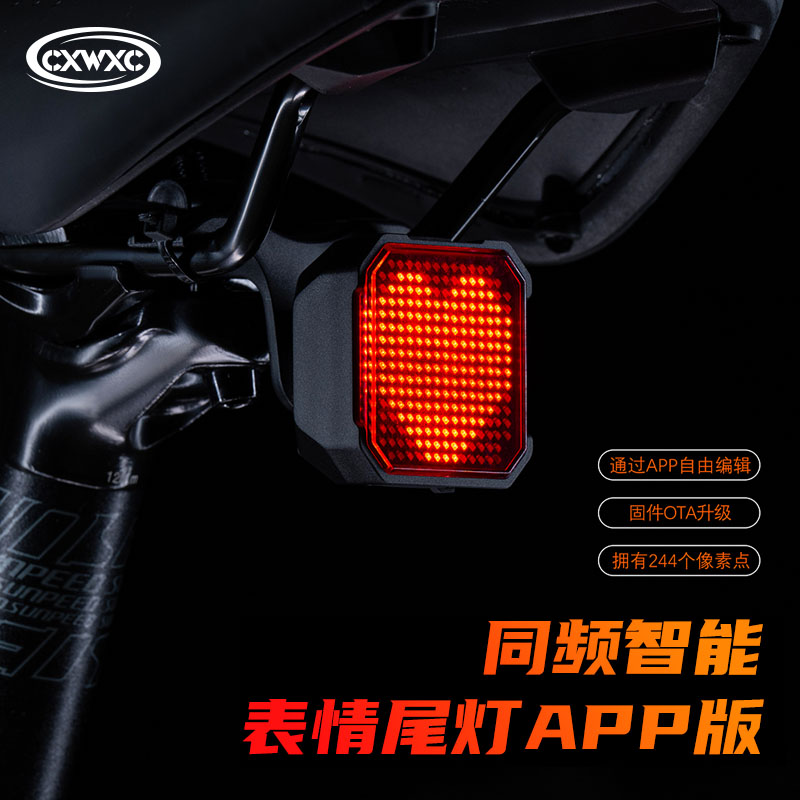 CXWXC自行车尾灯夜骑行智能表情尾灯LED警示尾灯儿童山地公路单车