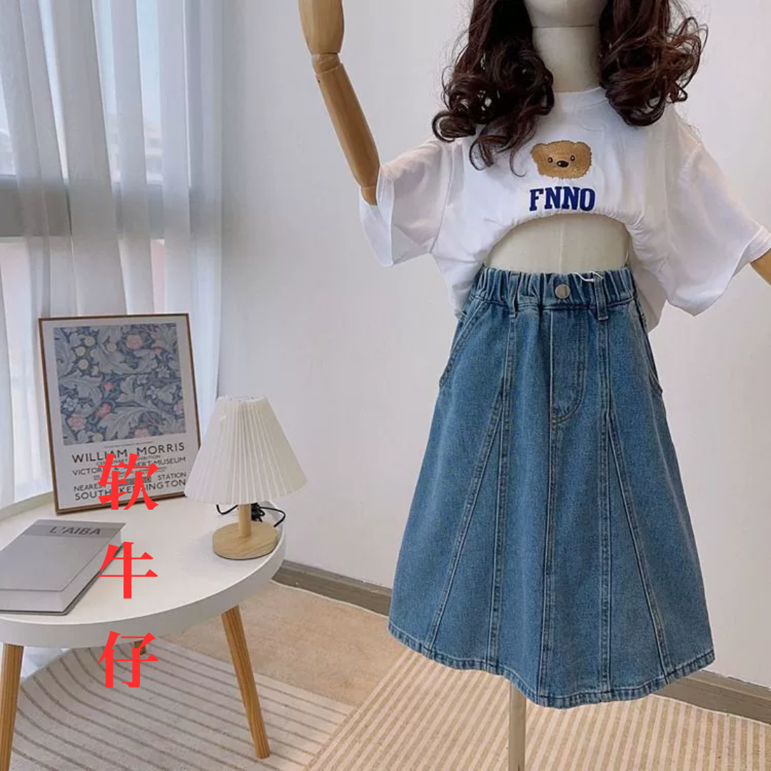 女童牛仔半身裙春秋2024新款洋气中大童夏季爆款儿童裙子半裙长裙