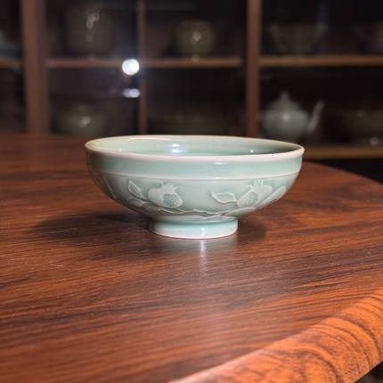 【长安知己】中国非遗「内外双刻普洱杯」耀州窑青瓷茶盏茶杯80ml