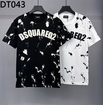 2024夏季宽松版D2短袖T恤男装DSO2满幅喷溅印花时尚潮流纯棉半袖