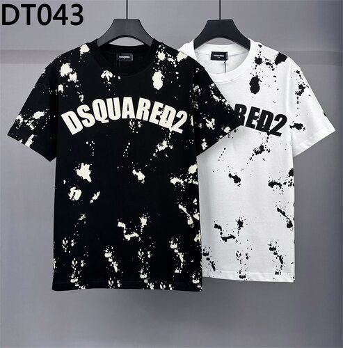 2024夏季宽松版D2短袖T恤男装DSO2满幅喷溅印花时尚潮流纯棉半袖
